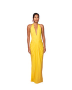 Adah Plunge Drape Maxi- Yellow